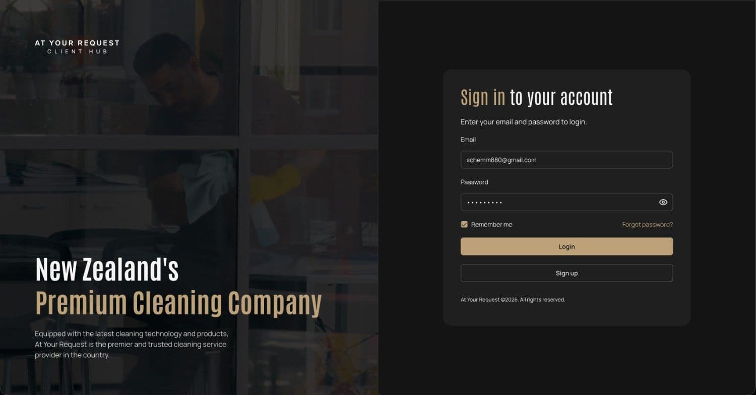 AtYourRequest Client Hub preview